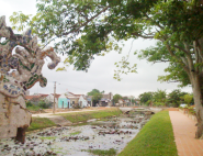 Cảnh làng quê bên cầu ngói Thanh Toàn