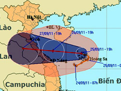 Vị trí và hướng đi của bão số 4 - Nguồn: Trung tâm Khí tượng thủy văn Trung ương